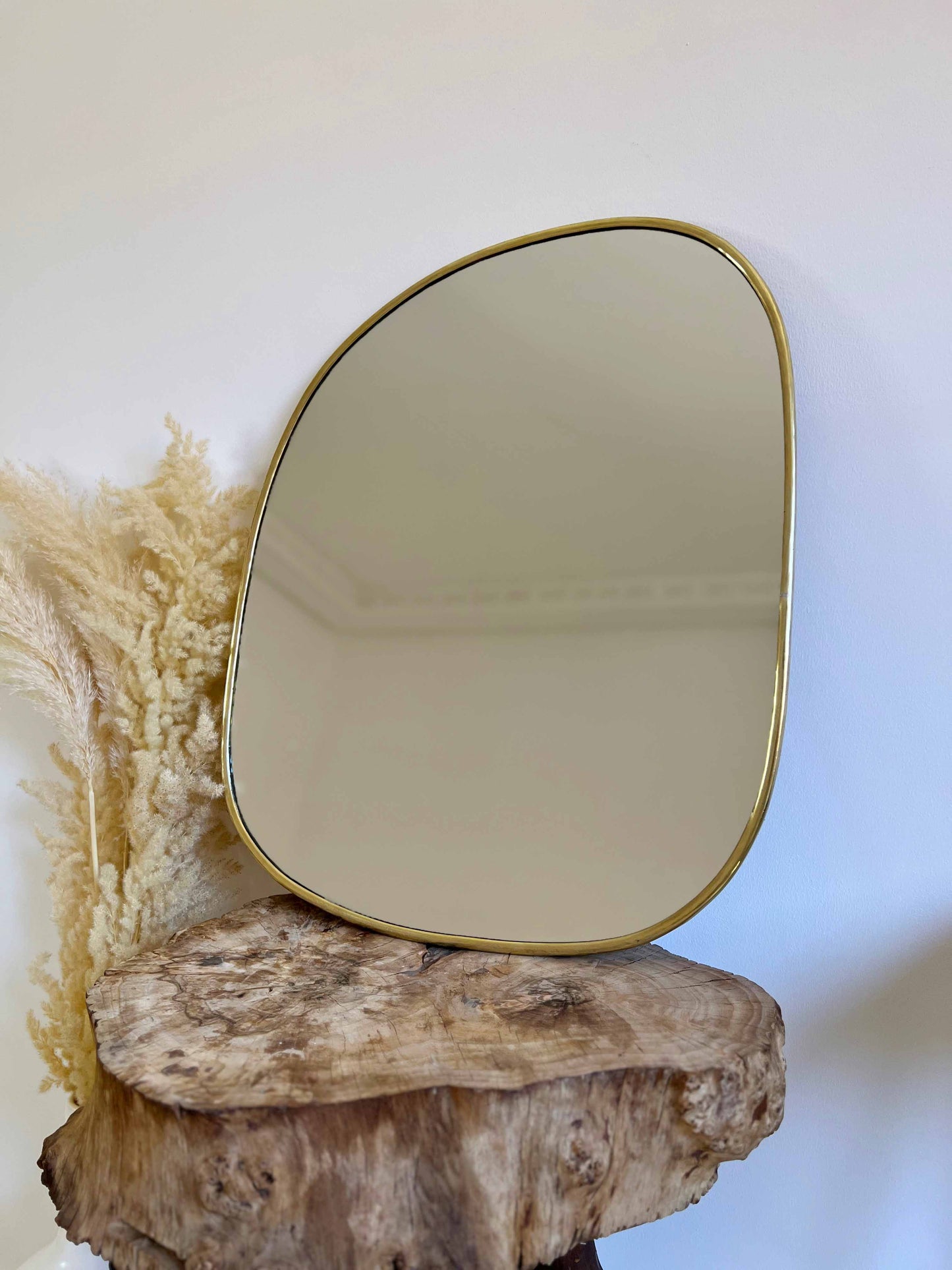 Asymmetrical Brass Mirror, Irregular Brass Mirror