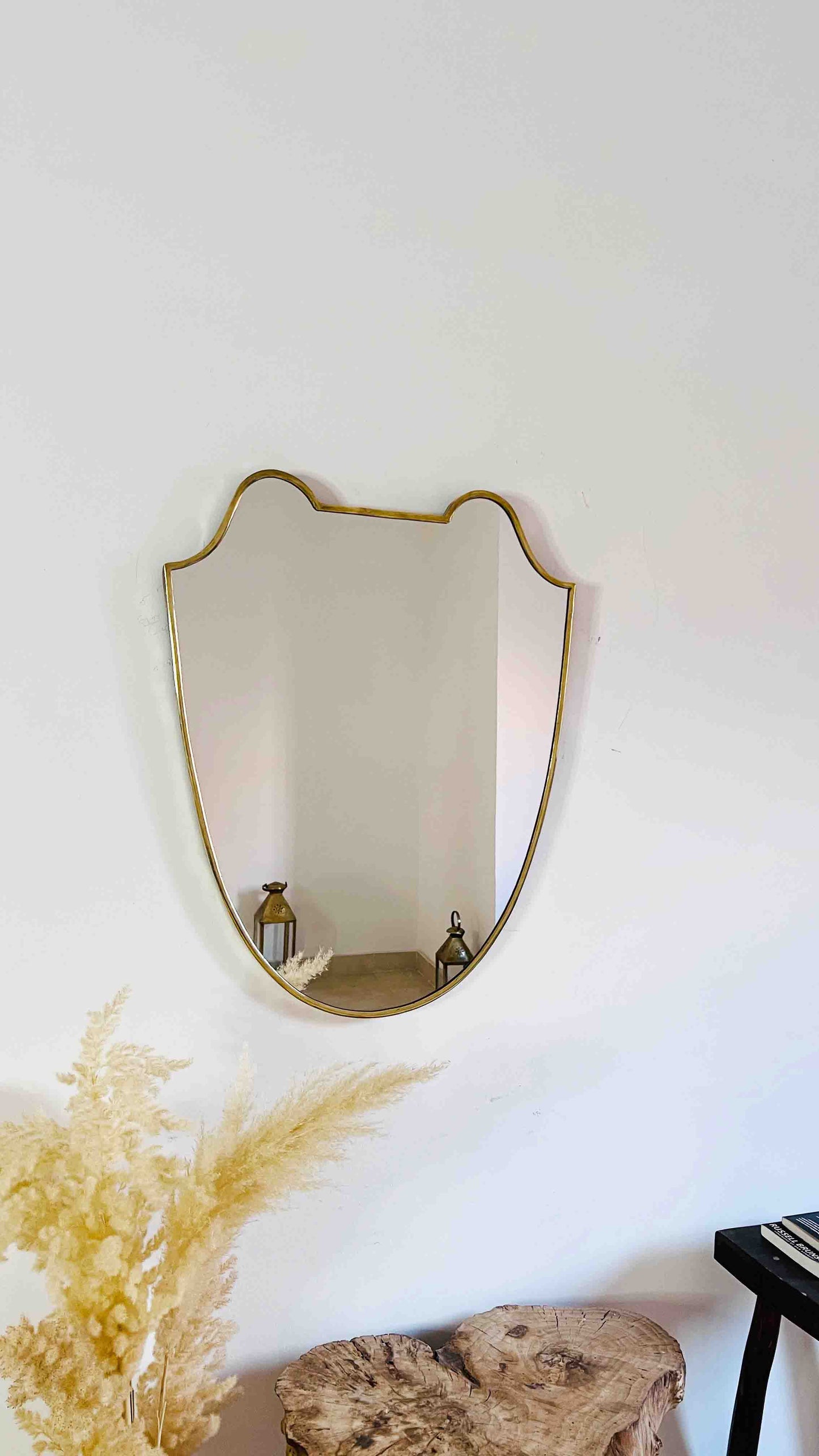 Italian Shield Wall Mirror - Brass Frame Mirror