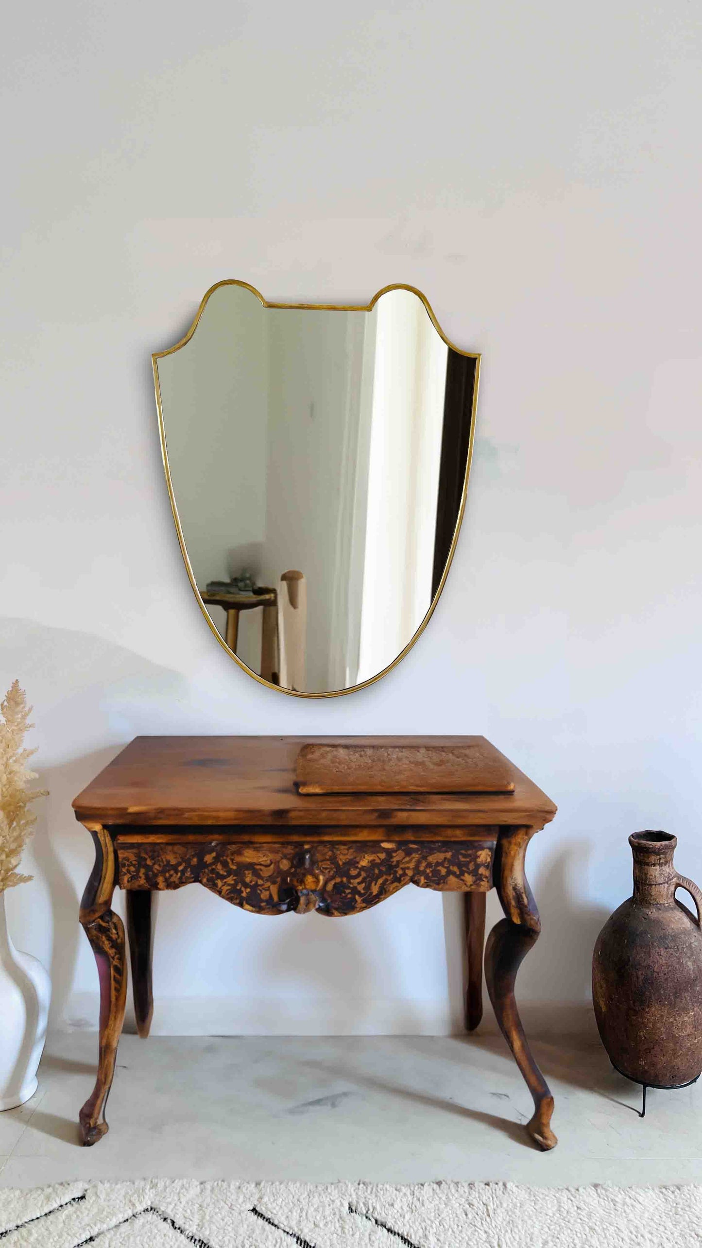 Italian Shield Wall Mirror - Brass Frame Mirror