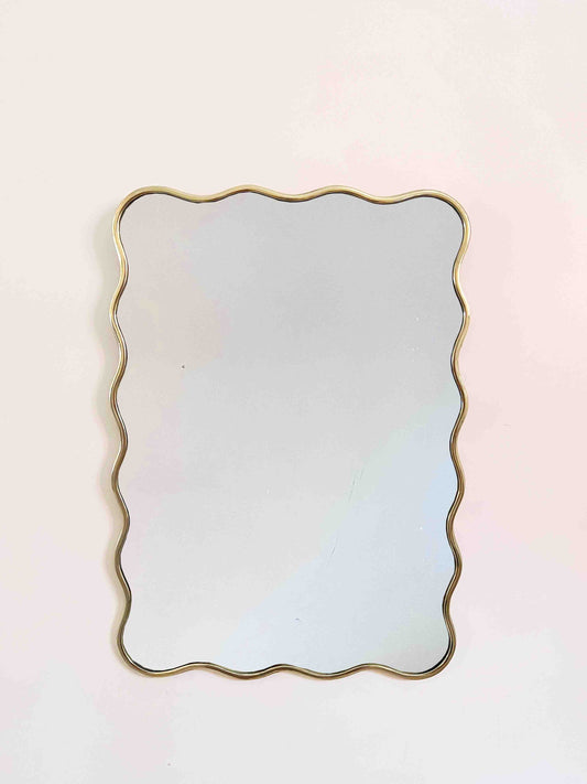 Wavy Mirror, Metal Frame Mirror, Brass Wall Mirror