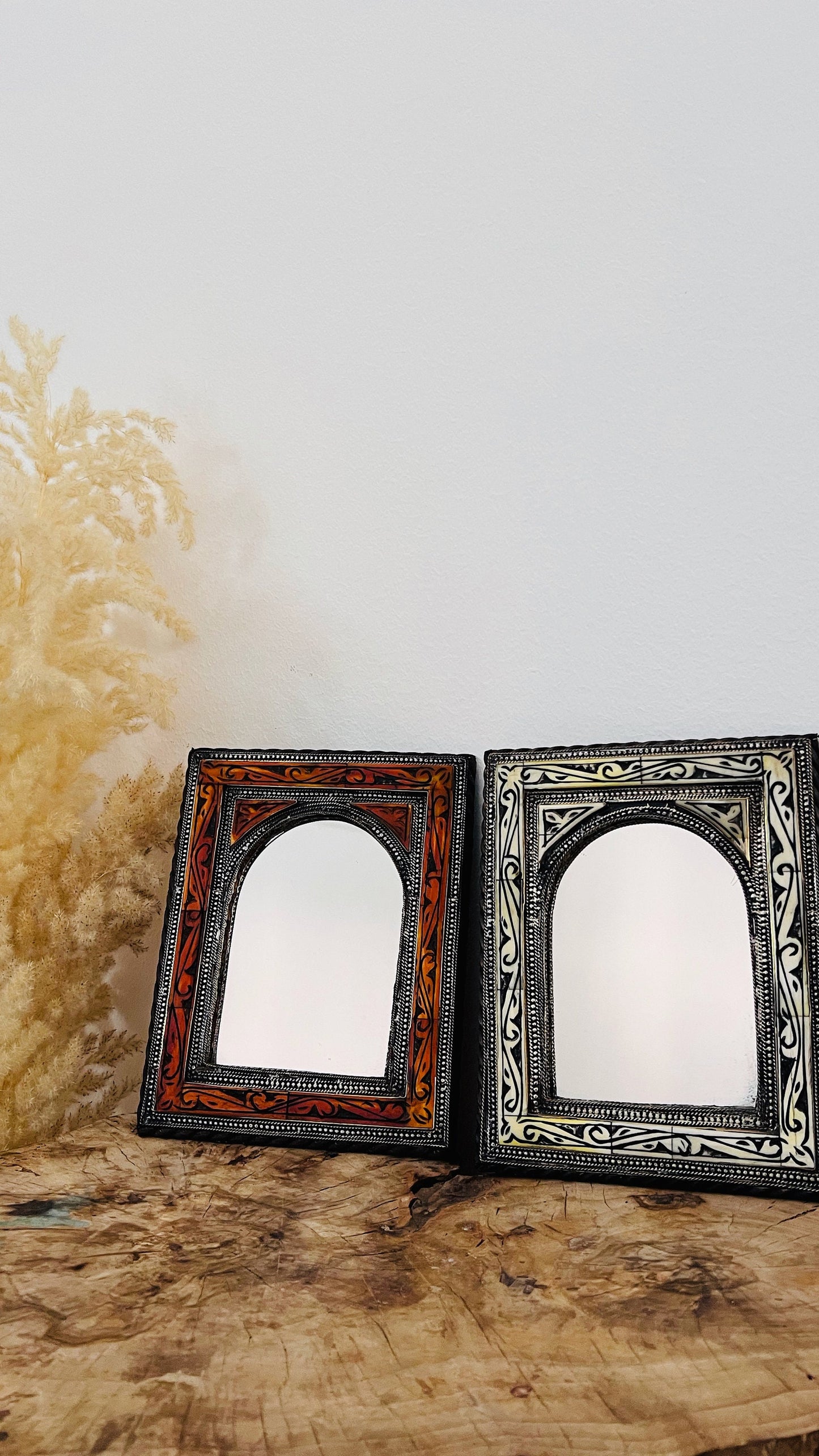 Handmade Moroccan Bone Inlay Wall Mirror - Small Christmas Gift for Her