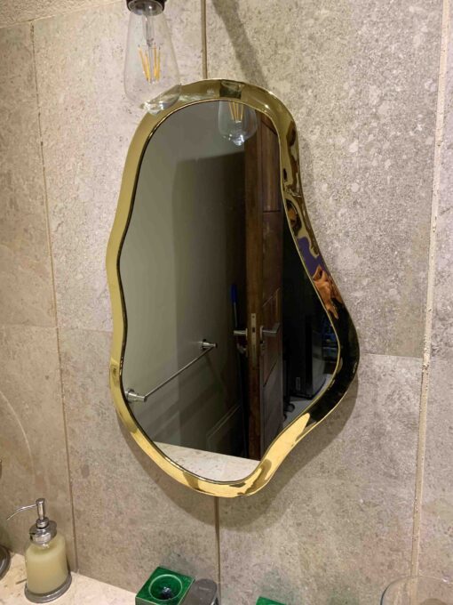 Asymmetrical Mirror, Irregular Mirror, Gold Mirror, Brass Mirror