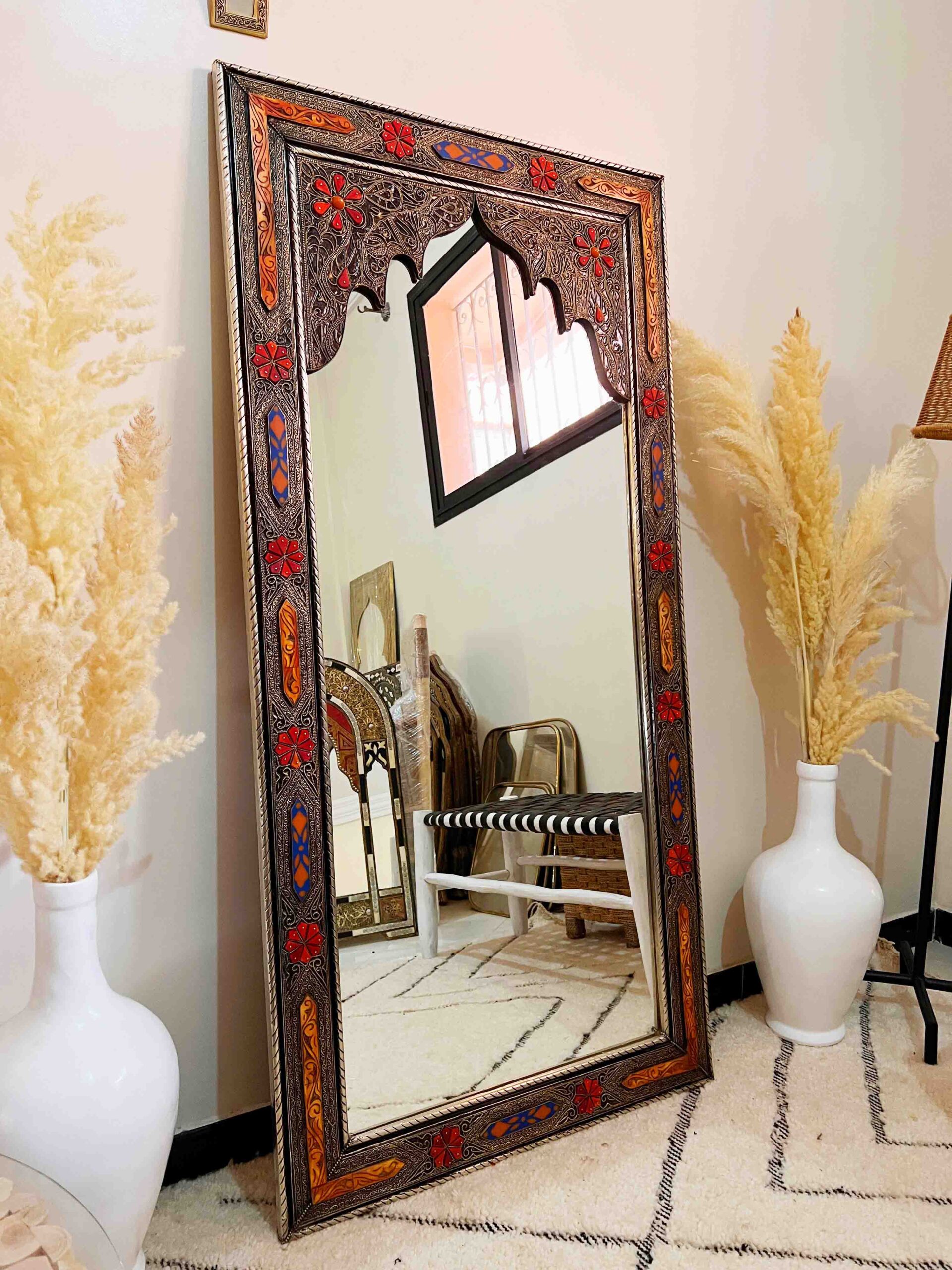 moroccan vintage large floor mirror