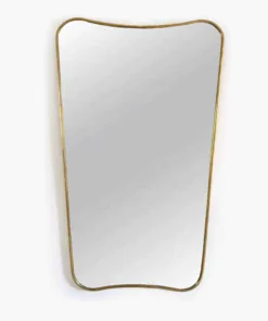 Italian Curved Unlacquered Brass Mirror
