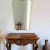 Italian Curved Unlacquered Brass Mirror
