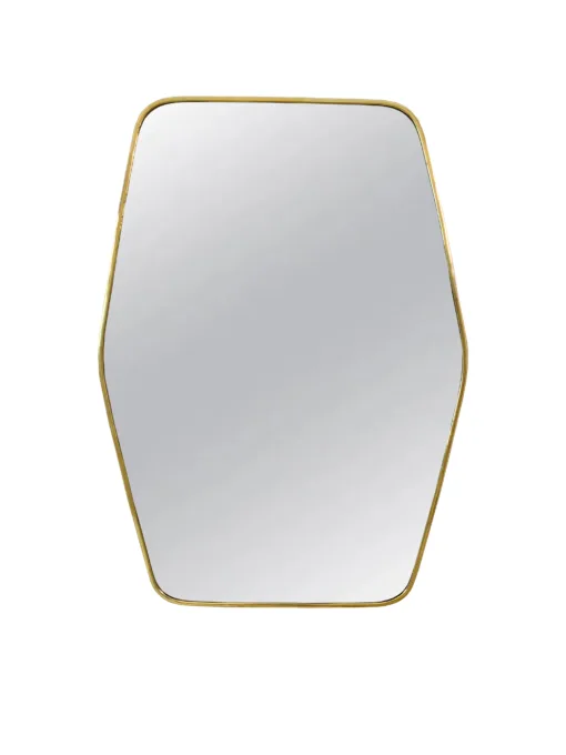 Hexagonal Mirror, Brass Frame Mirror.