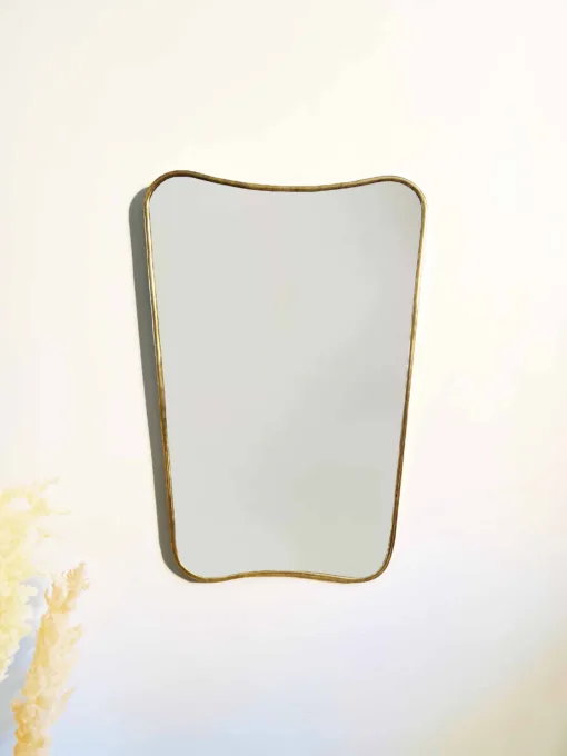 Italian Curved Antiqued Brass Mirror - Butterfly Irregular Mirror.
