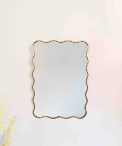 Wavy Mirror, Metal Frame Mirror, Aesthetic Luxurious Wall Mirror.